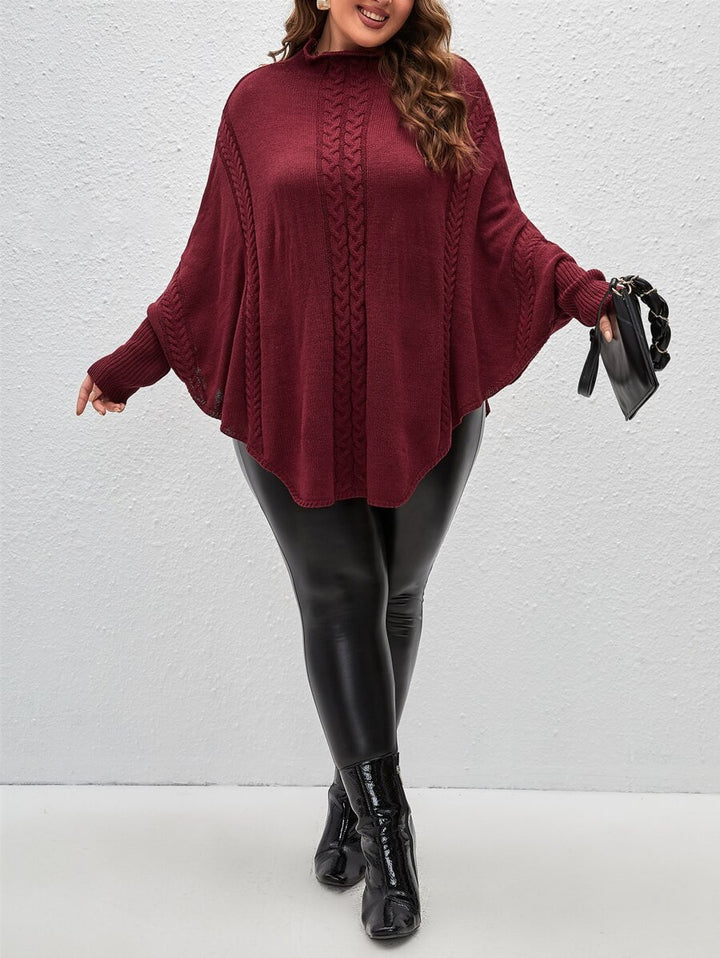 Batwing Sleeve Ribbed Poncho Sweater