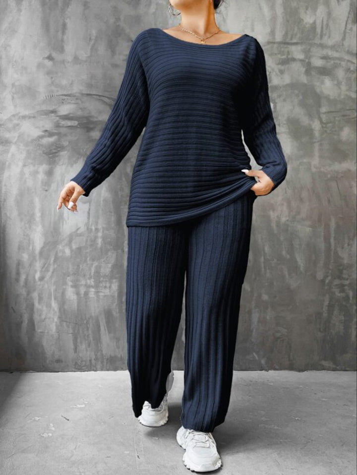 Batwing Sleeve Sweater And Knit Pants