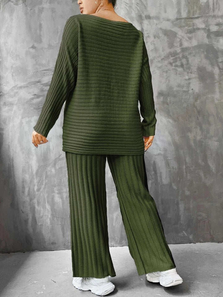 Batwing Sleeve Sweater And Knit Pants