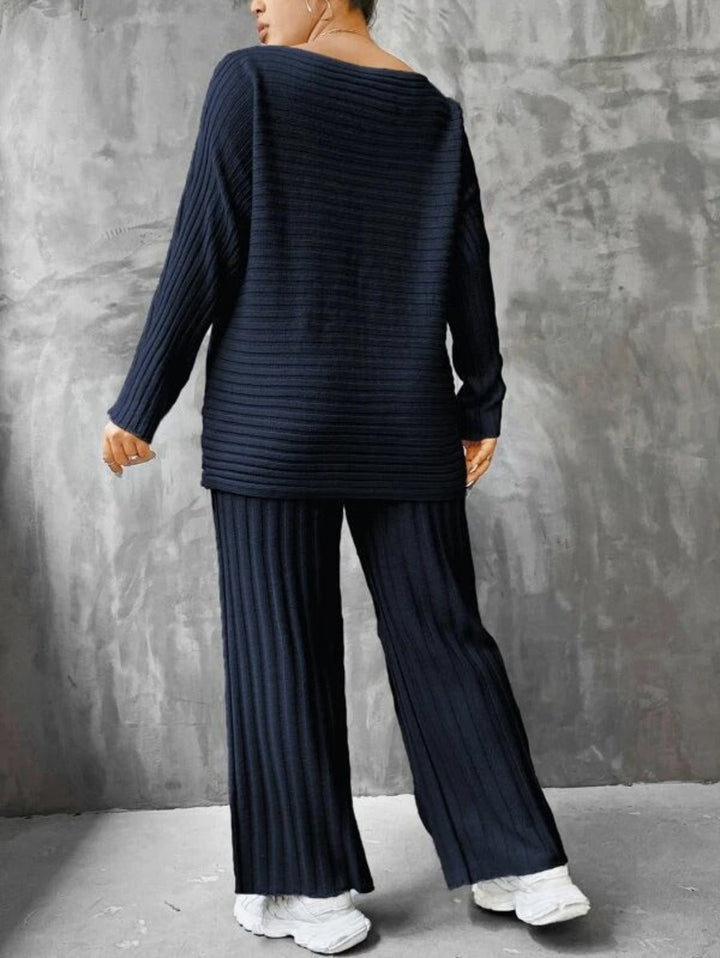 Batwing Sleeve Sweater And Knit Pants