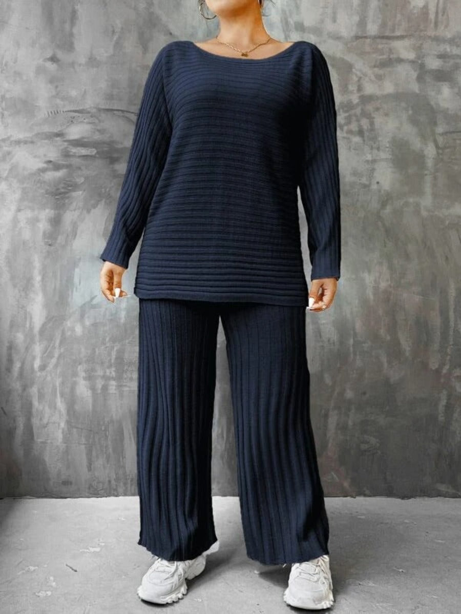 Batwing Sleeve Sweater And Knit Pants