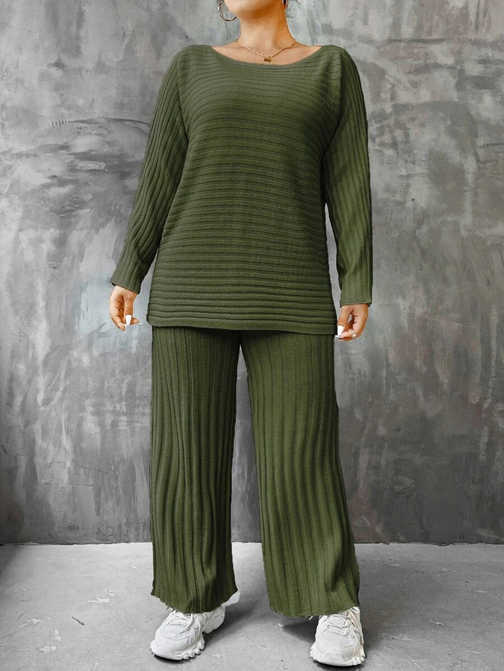 Batwing Sleeve Sweater And Knit Pants