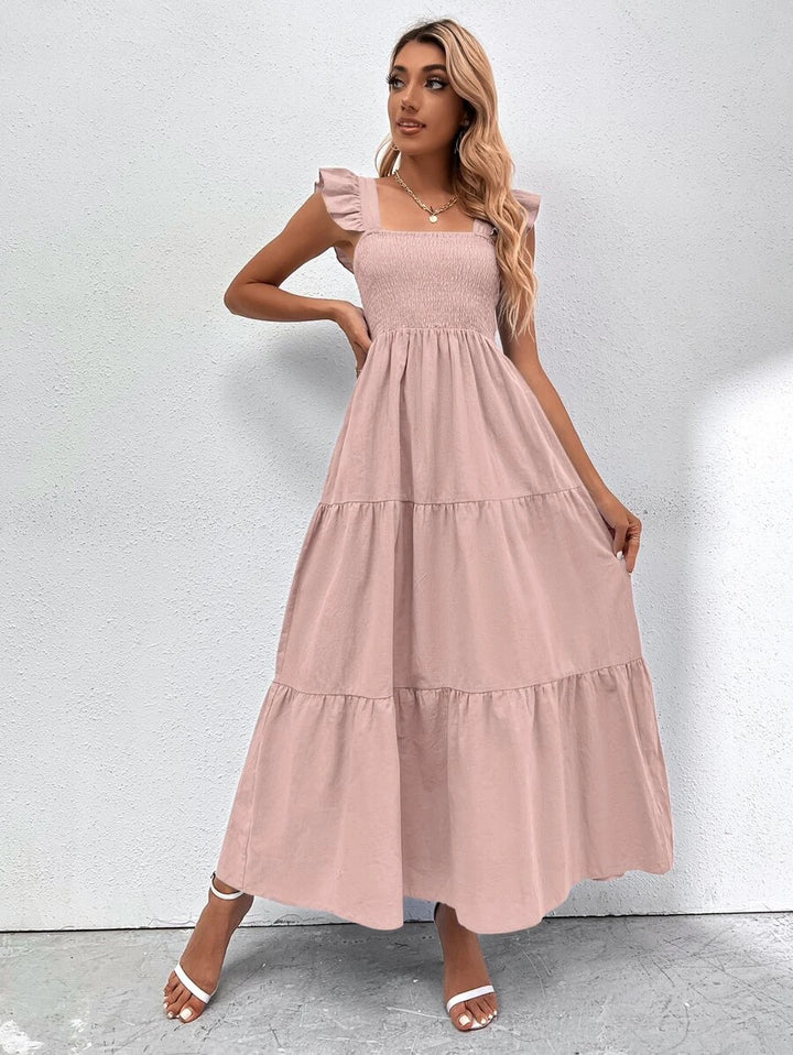 Barbie Boho Style Plain Ruffle Hem Dress