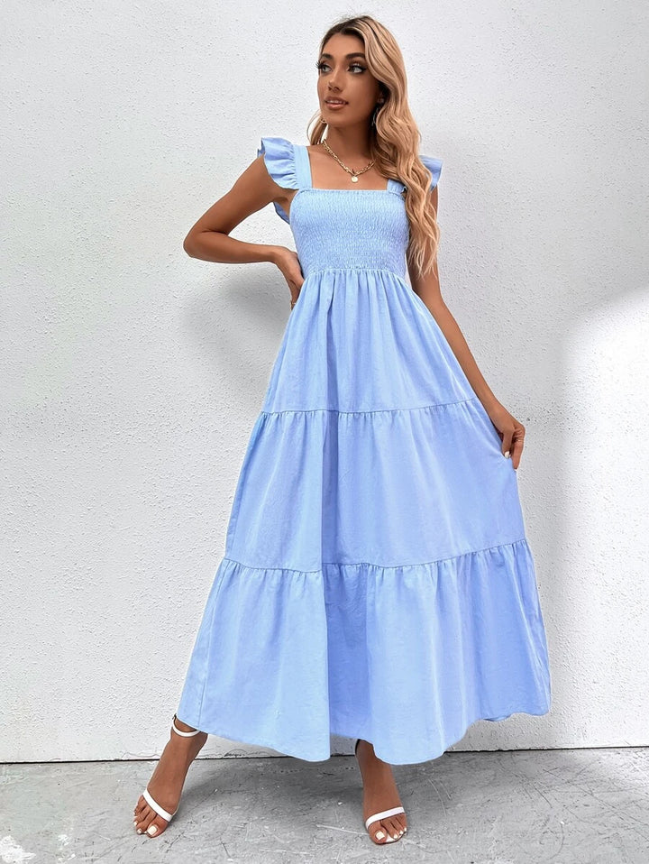 Barbie Boho Style Plain Ruffle Hem Dress