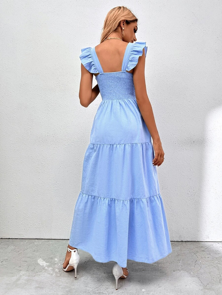 Barbie Boho Style Plain Ruffle Hem Dress