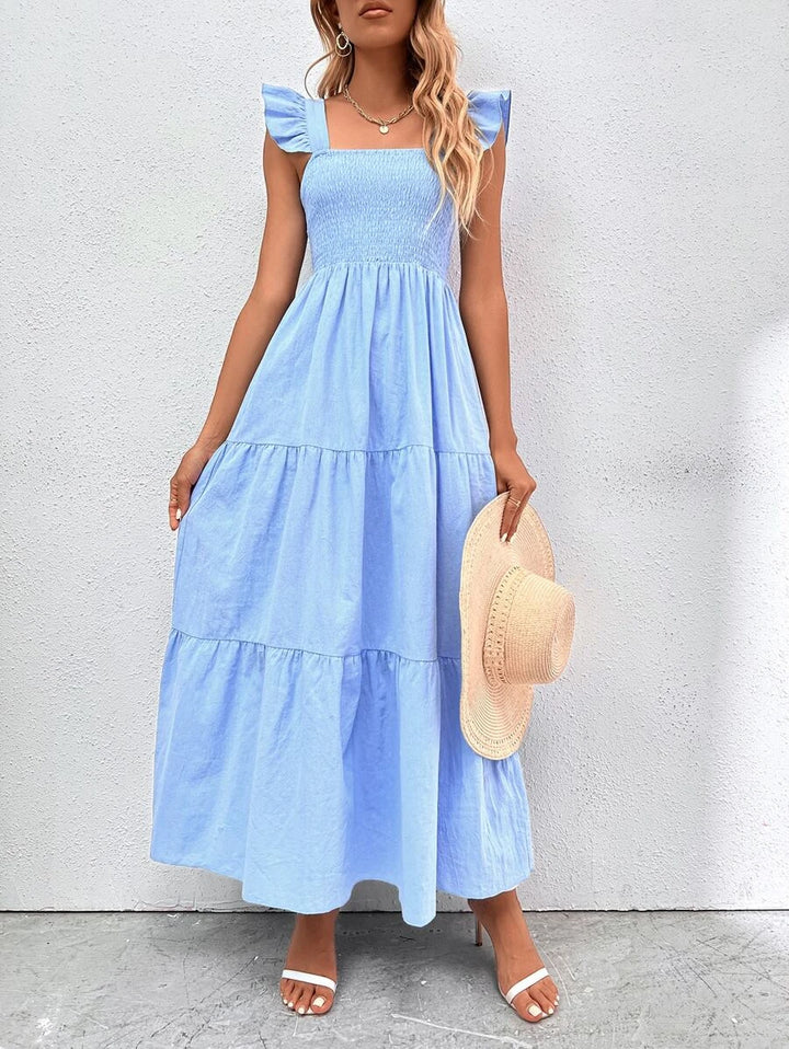 Barbie Boho Style Plain Ruffle Hem Dress