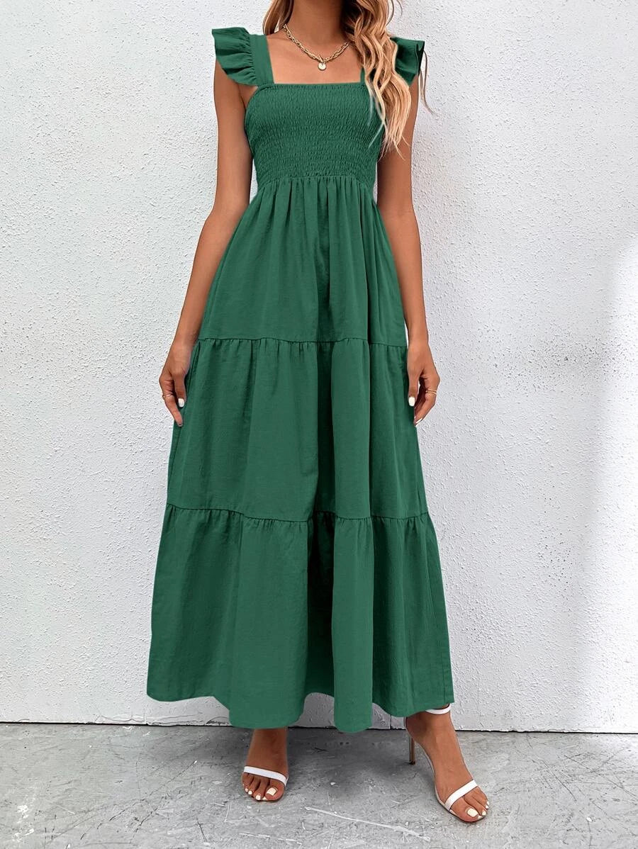 Barbie Boho Style Plain Ruffle Hem Dress