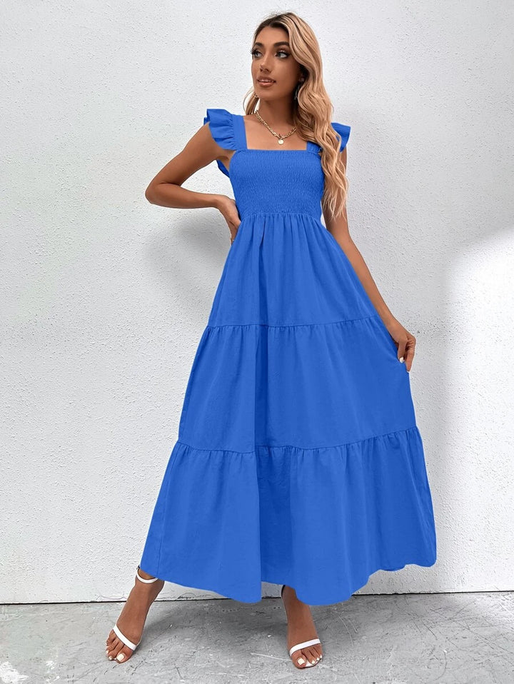 Barbie Boho Style Plain Ruffle Hem Dress