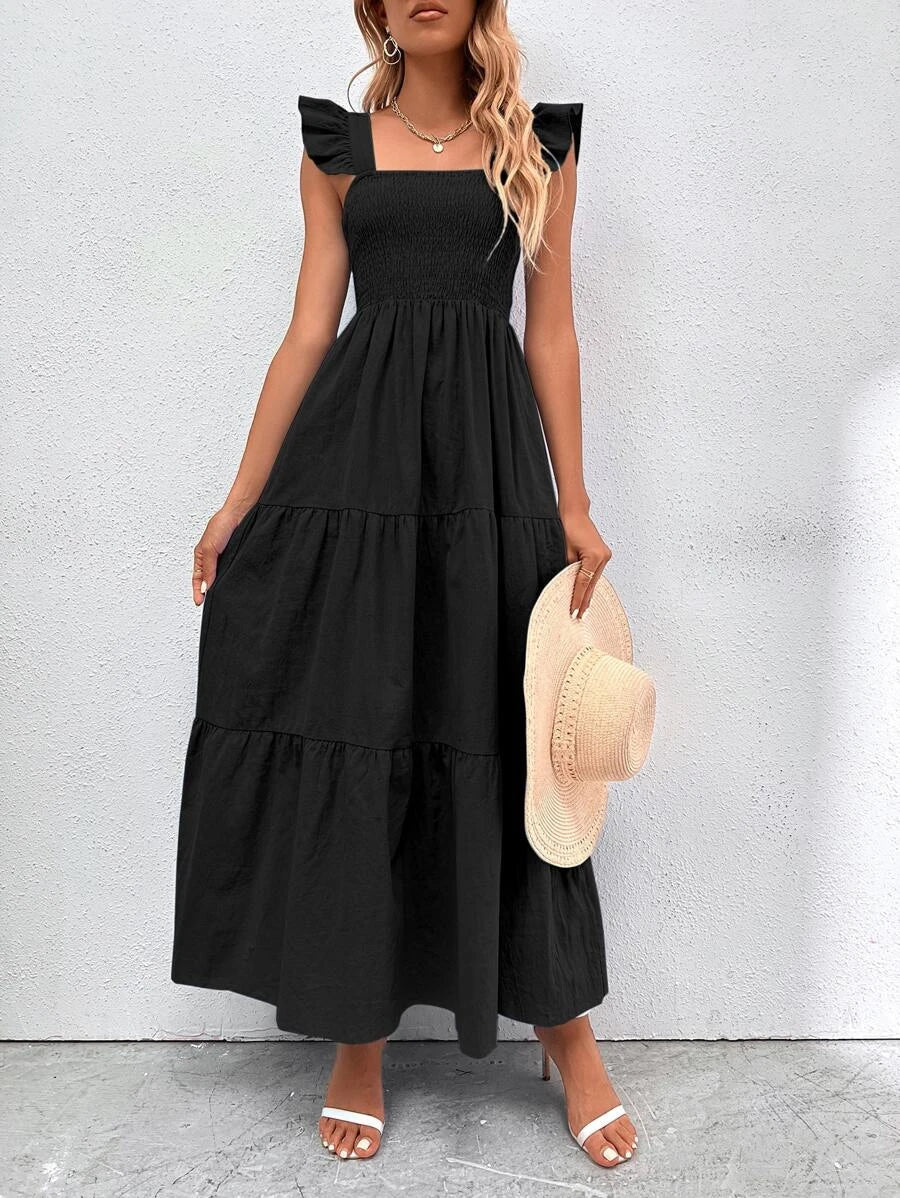 Barbie Boho Style Plain Ruffle Hem Dress