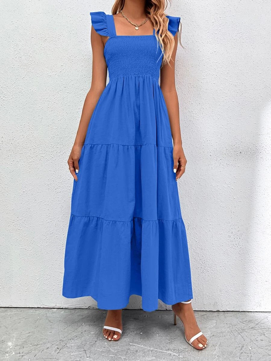 Barbie Boho Style Plain Ruffle Hem Dress