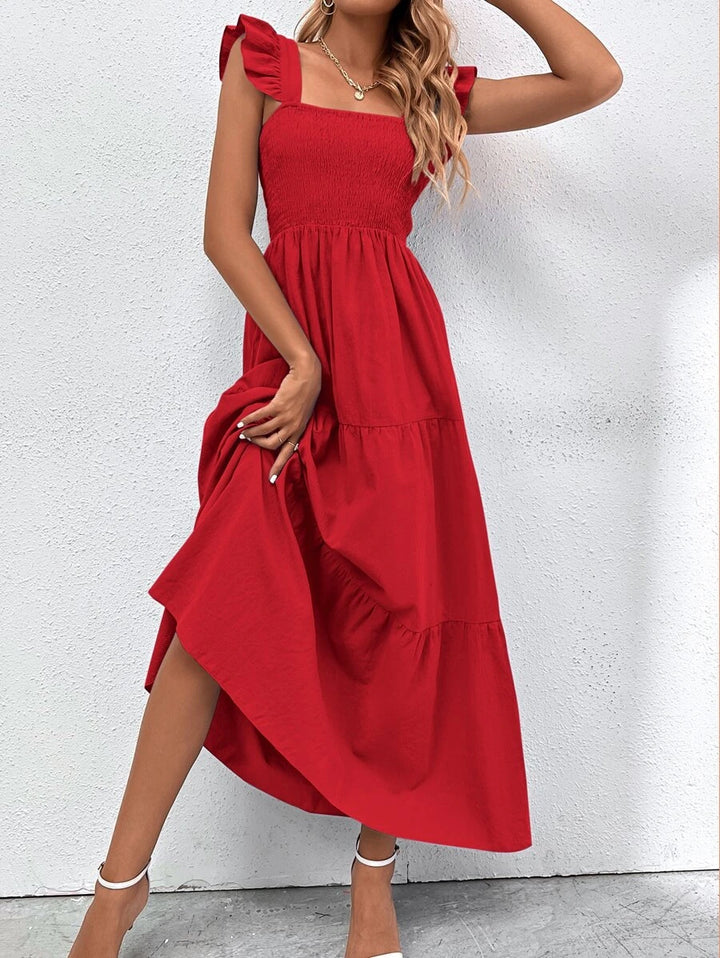 Barbie Boho Style Plain Ruffle Hem Dress