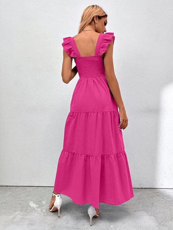 Barbie Boho Style Plain Ruffle Hem Dress