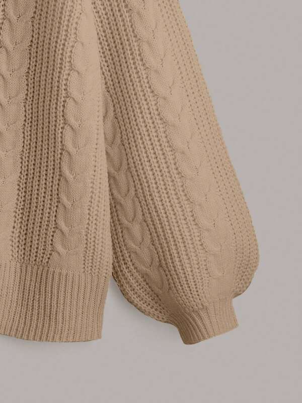 Cable Knit Bishop Sleeve Cardigan