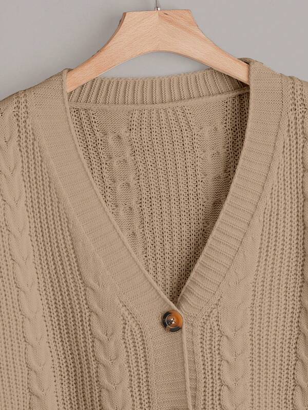 Cable Knit Bishop Sleeve Cardigan