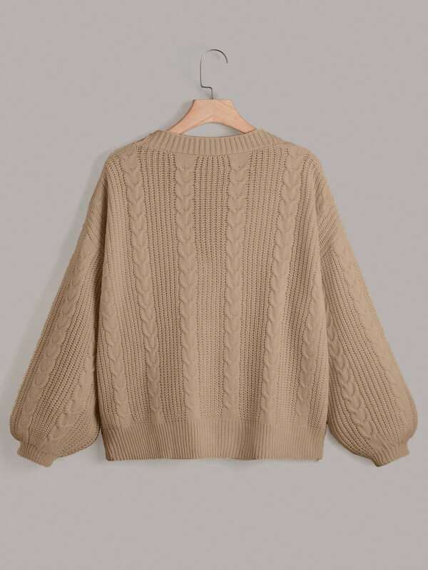 Cable Knit Bishop Sleeve Cardigan