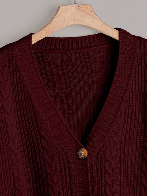 Cable Knit Bishop Sleeve Cardigan