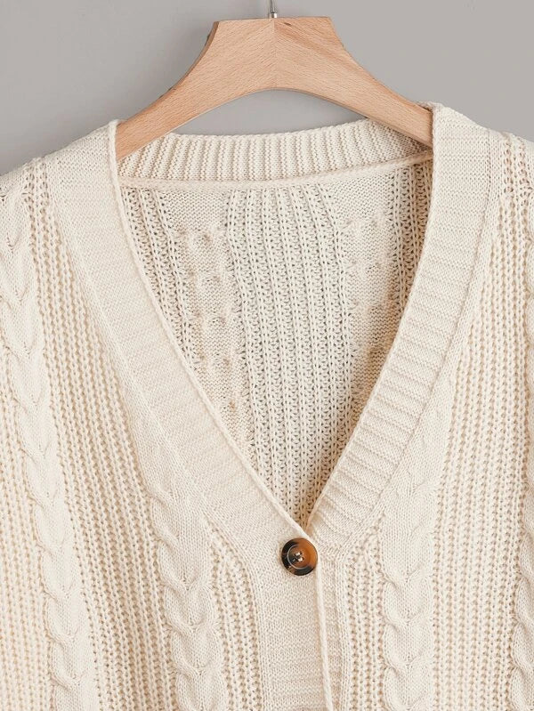 Cable Knit Bishop Sleeve Cardigan