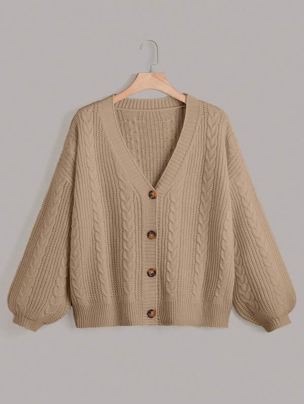 Cable Knit Bishop Sleeve Cardigan