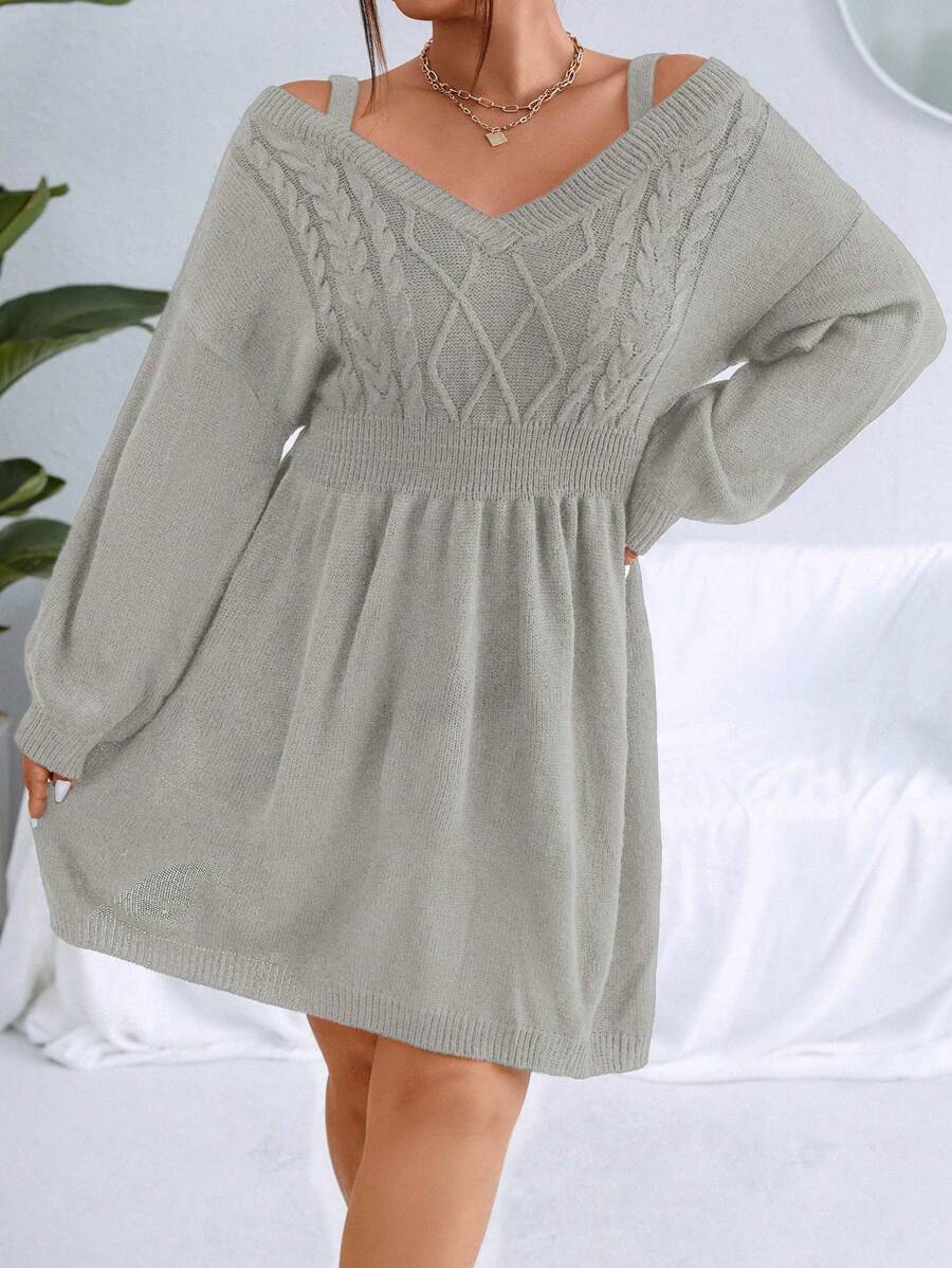 Cable Knit Cold Sweater Dress