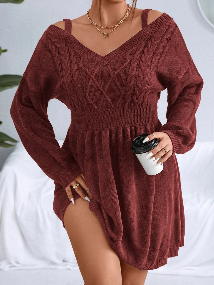 Cable Knit Cold Sweater Dress