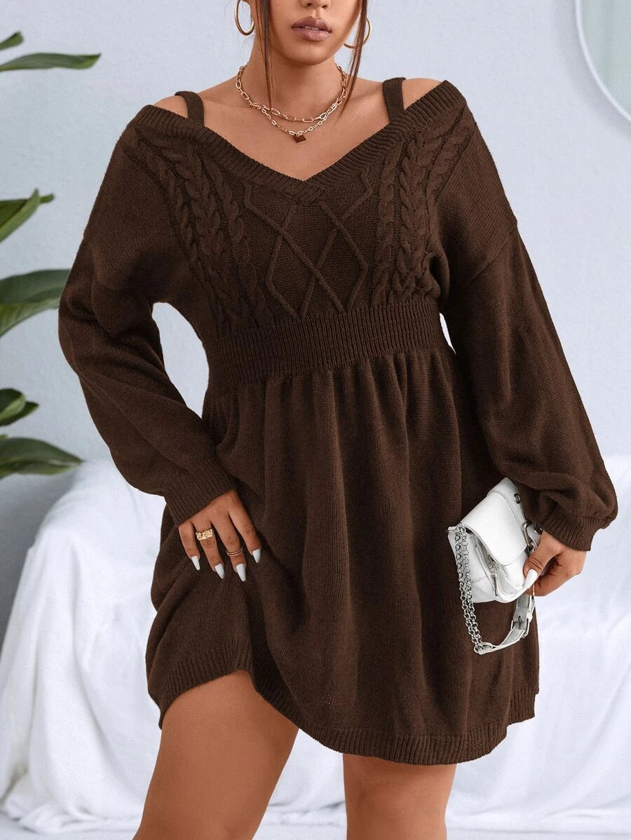 Cable Knit Cold Sweater Dress