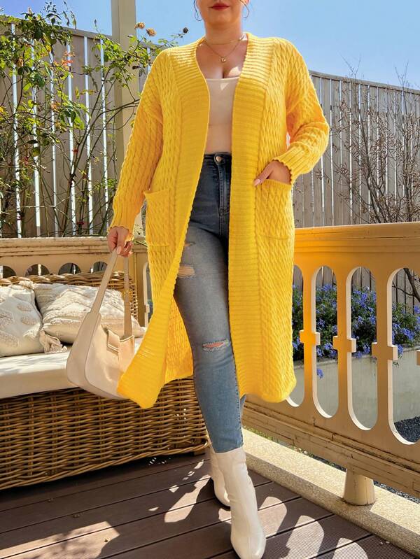 Cable Knit Open Front Cardigan