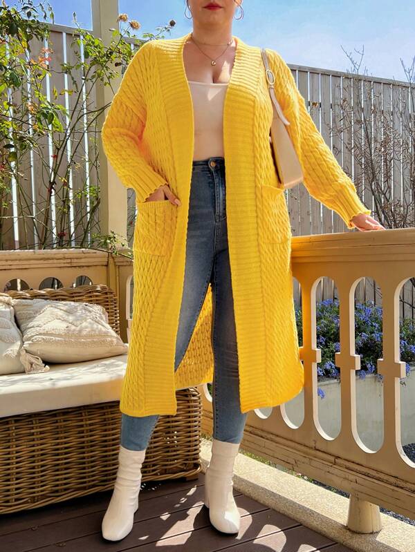 Cable Knit Open Front Cardigan