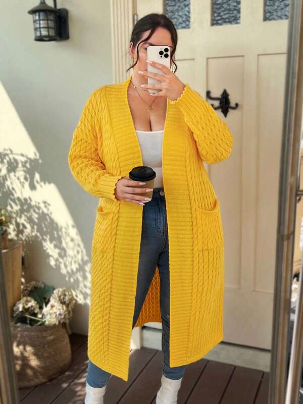 Cable Knit Open Front Cardigan