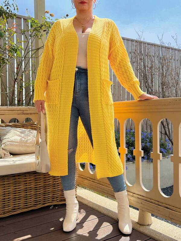 Cable Knit Open Front Cardigan