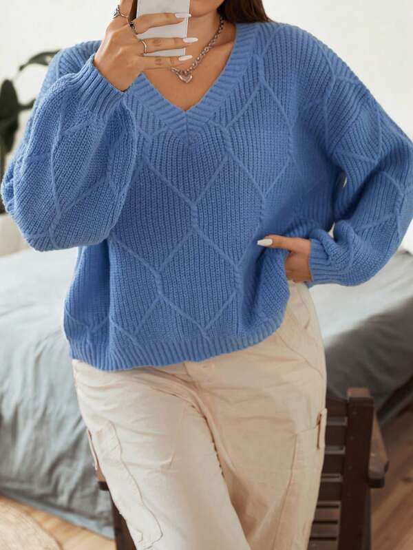 Cable Knit Plus Long Sleeve Sweater