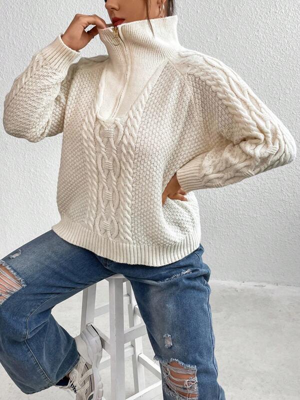 Cable Knit Raglan Sleeve Sweater