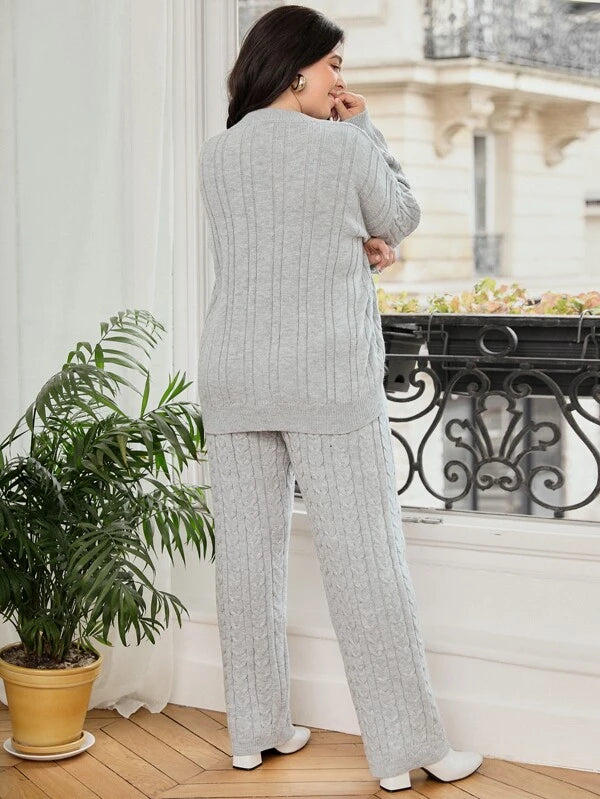 Cable Knit Sweater And Knit Pants