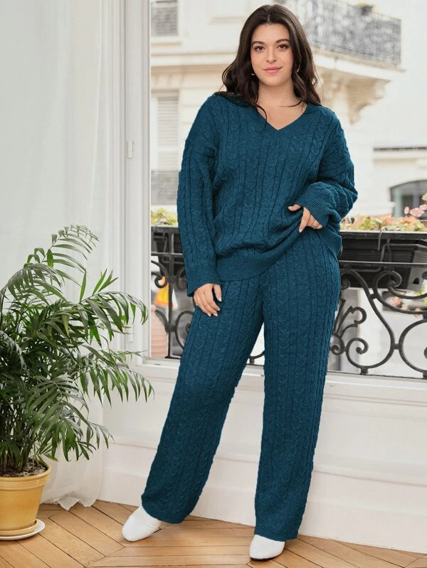 Cable Knit Sweater And Knit Pants