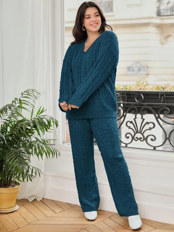 Cable Knit Sweater And Knit Pants