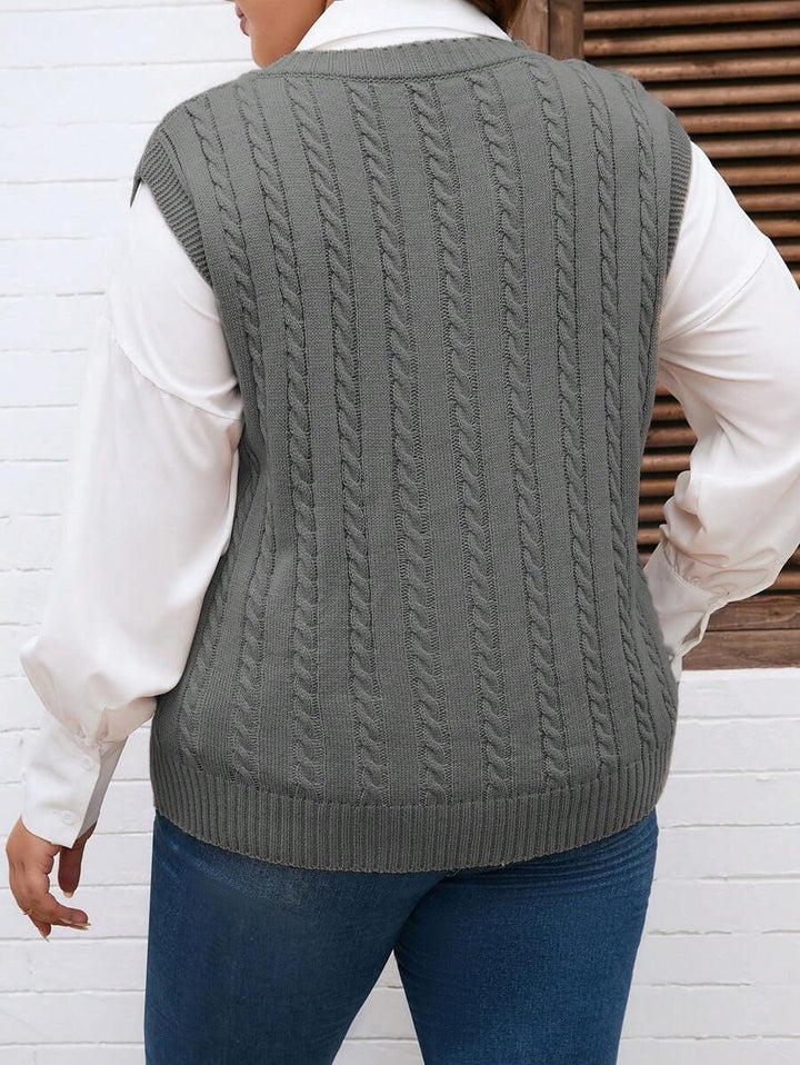 Cable Knit Sweater Vest Without Shirt