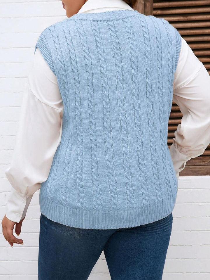 Cable Knit Sweater Vest Without Shirt