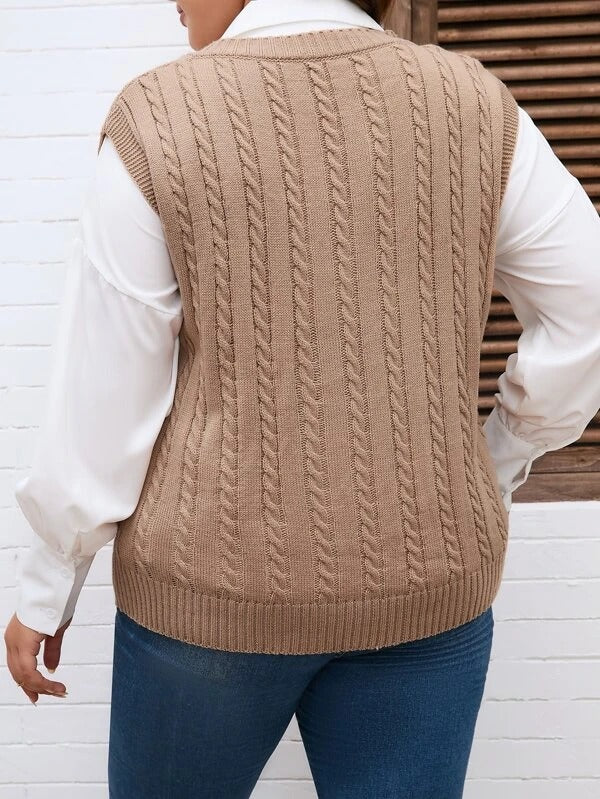 Cable Knit Sweater Vest Without Shirt