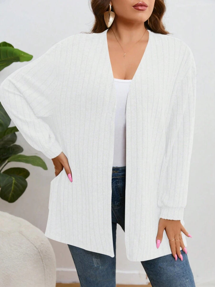 Casual Plain Pattern Open Front Cardigan