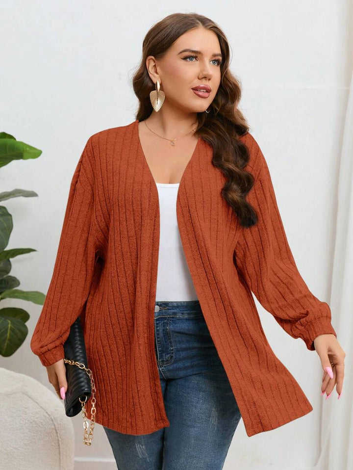 Casual Plain Pattern Open Front Cardigan