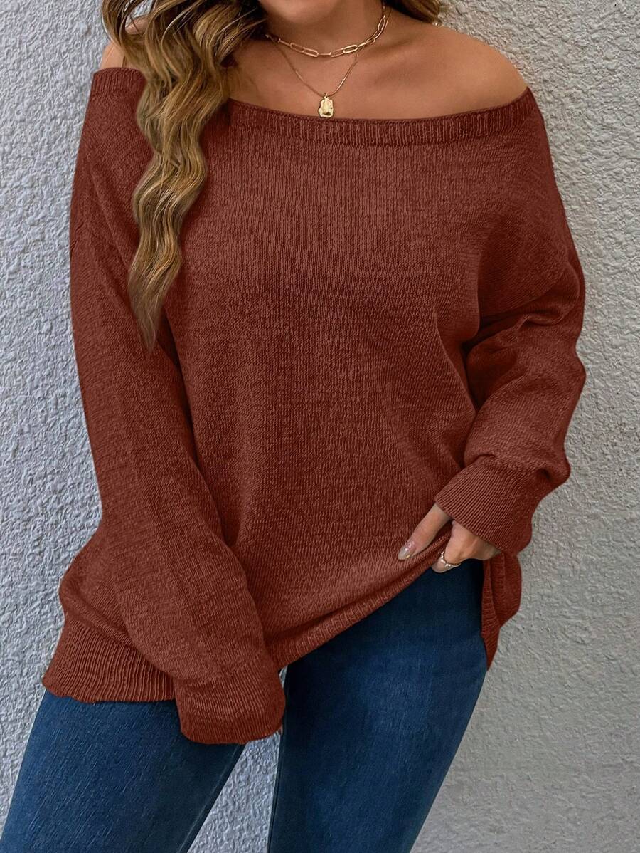 Casual Plain Pullovers Sweater