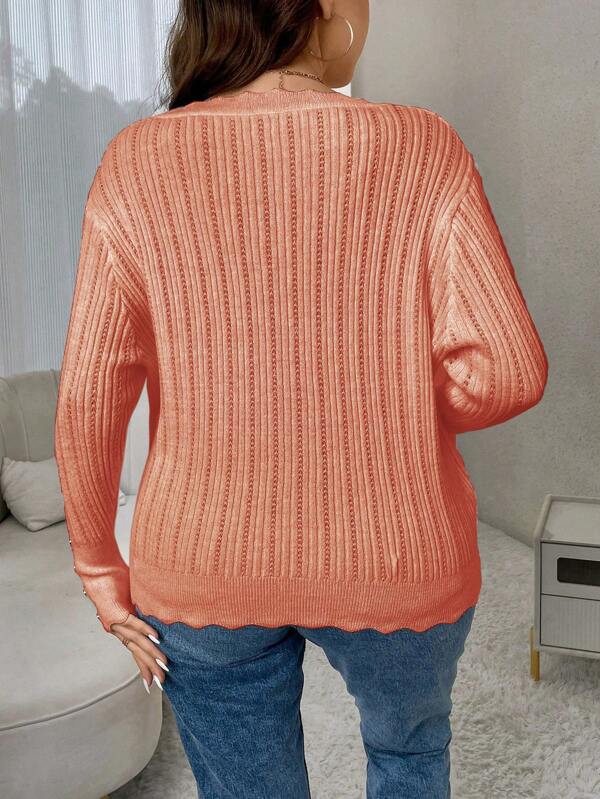 Casual Sweater With Large Round Neckline