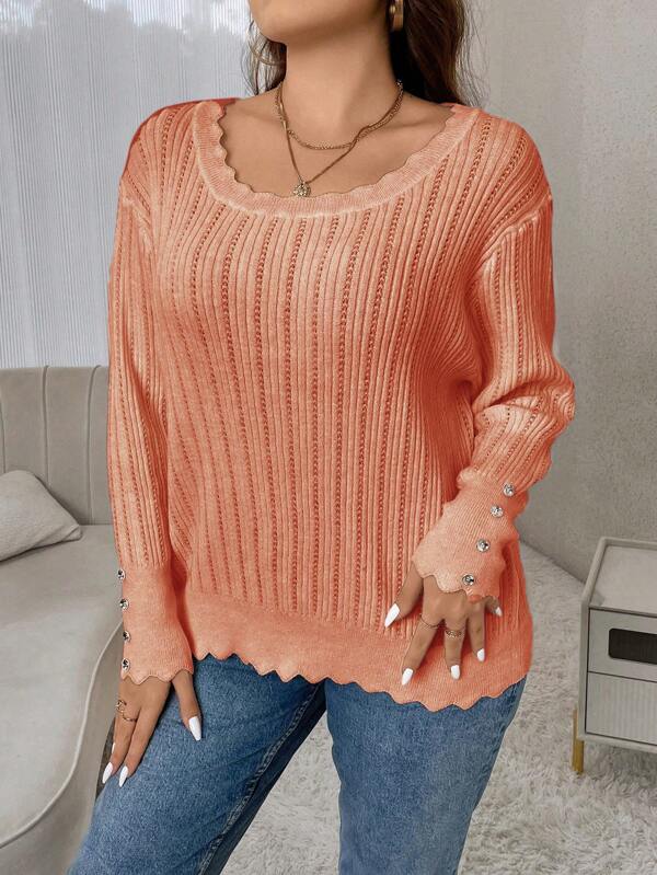 Casual Sweater With Large Round Neckline