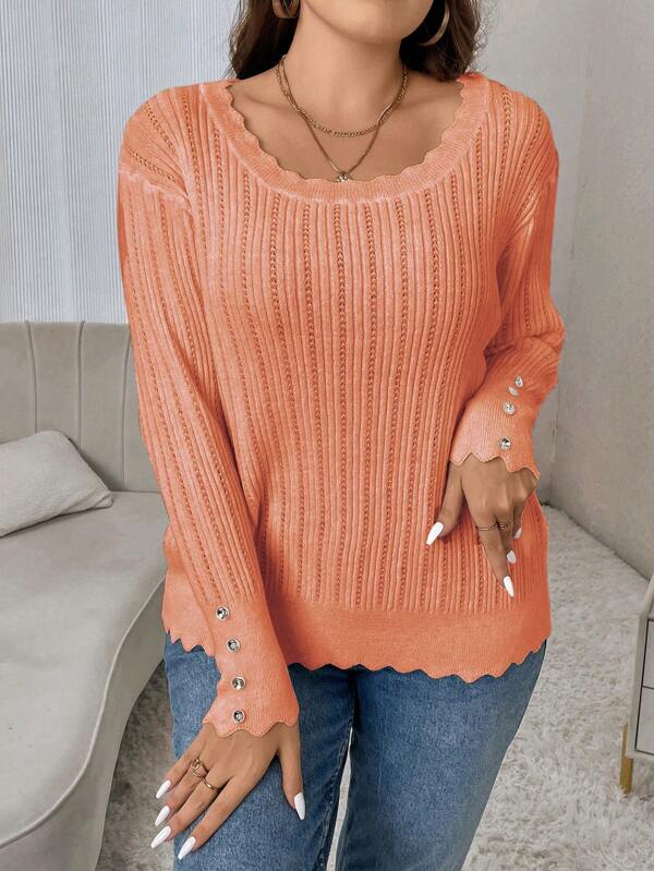 Casual Sweater With Large Round Neckline