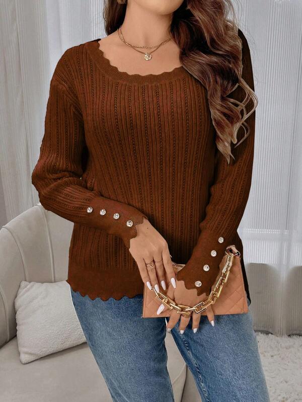 Casual Sweater With Large Round Neckline