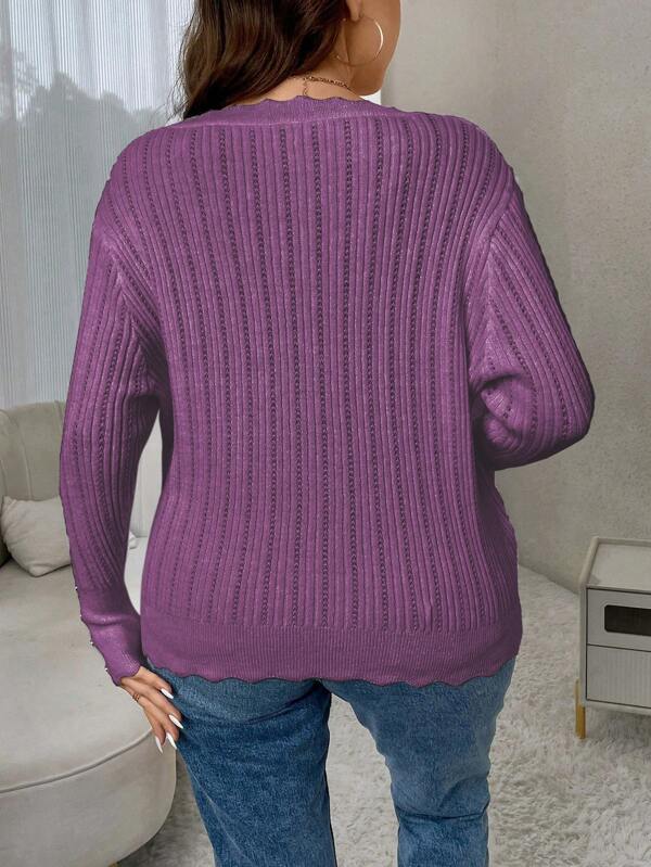 Casual Sweater With Large Round Neckline