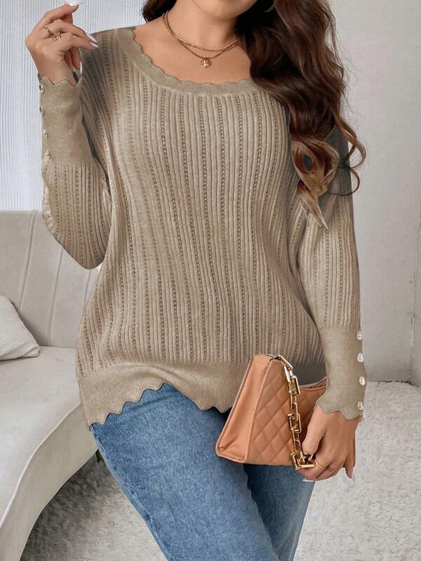 Casual Sweater With Large Round Neckline