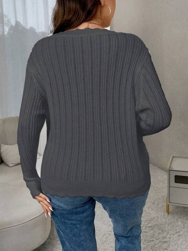 Casual Sweater With Large Round Neckline