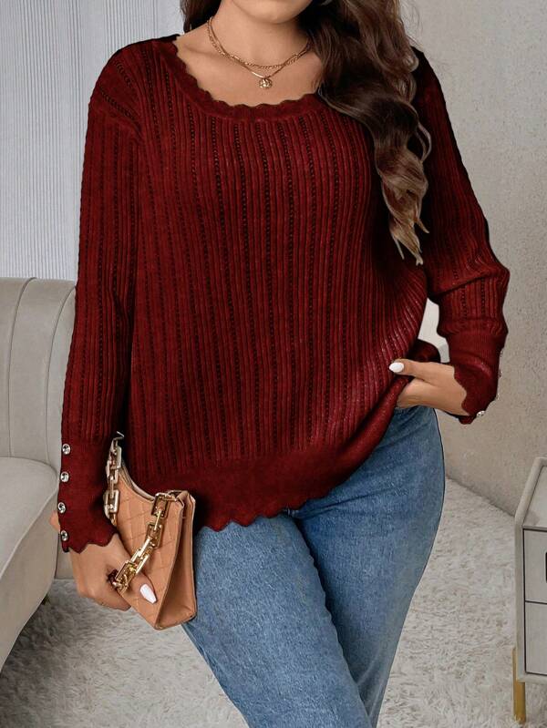 Casual Sweater With Large Round Neckline