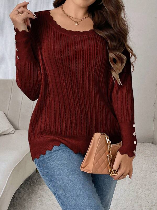 Casual Sweater With Large Round Neckline