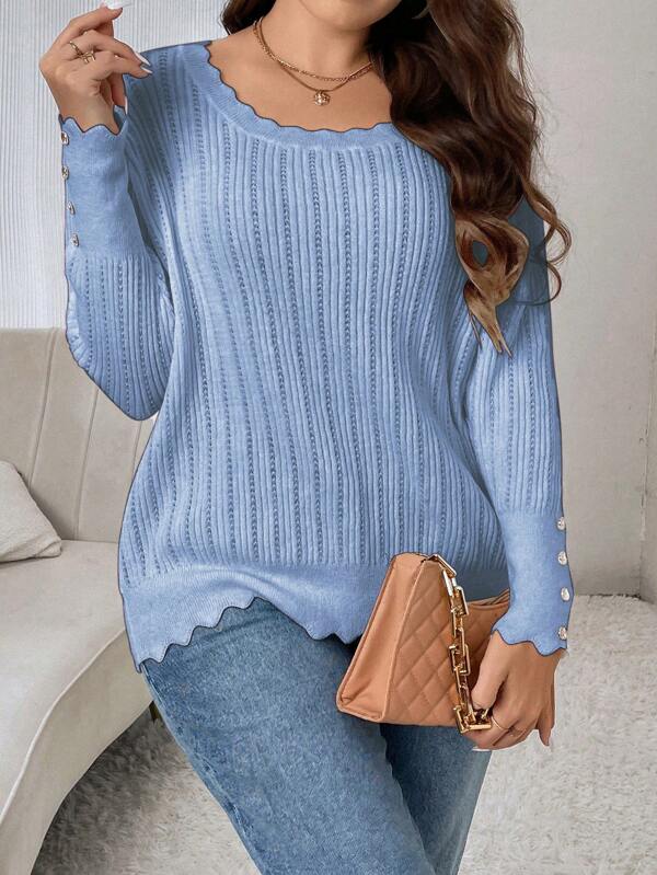 Casual Sweater With Large Round Neckline